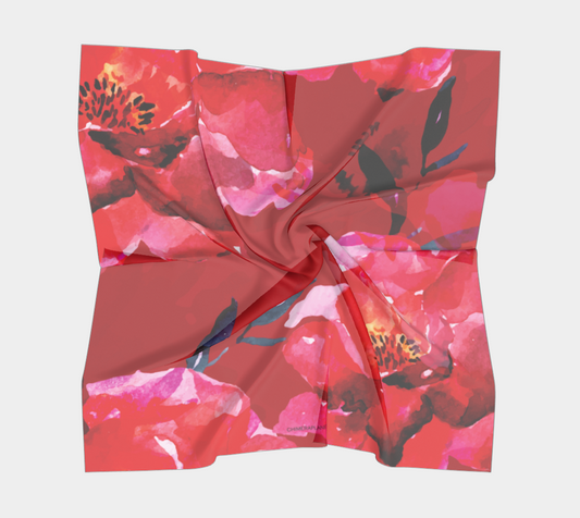 Watercolor flowers. Red Scarf