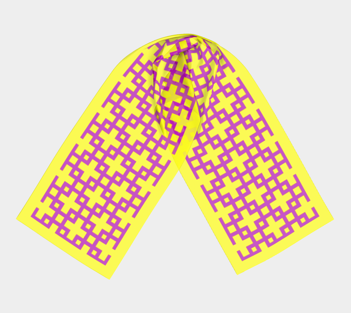 Square pattern. Yellow Long Scarf - Exclusive design by Art Mania!