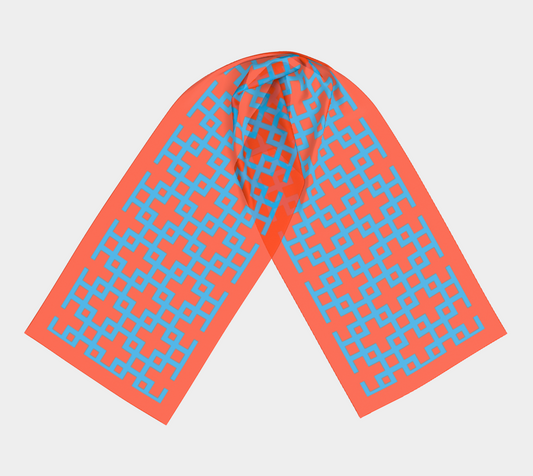 Square pattern. Orange Long Scarf - Exclusive design by Art Mania!