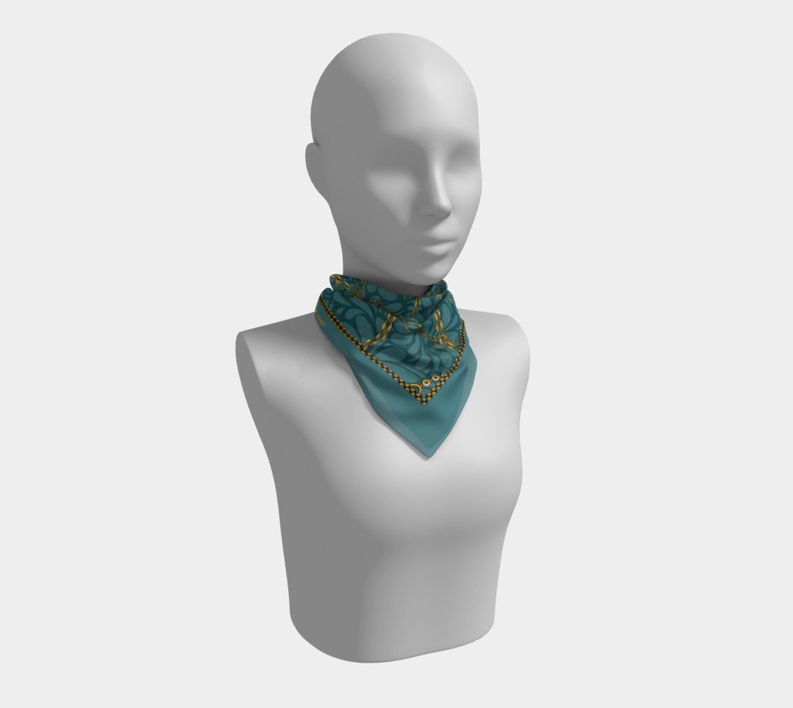 Golden chain with green flowers. Scarf