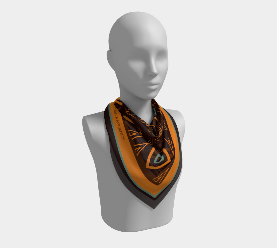 Ethnic pattern. Brown with orange Square Scarf