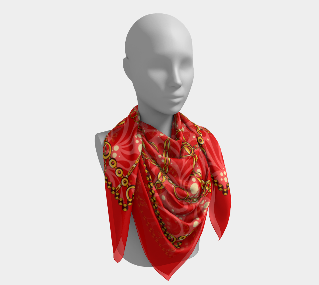 Golden chain with red flowers. Scarf