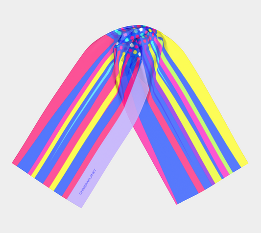 Blue with pink & yellow colors. Long Scarf - Exclusive design by Art Mania!