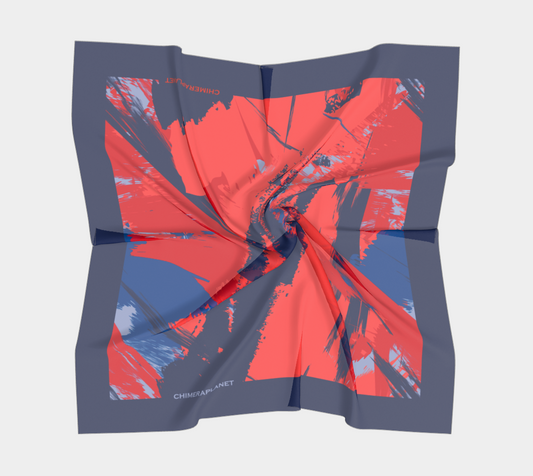 Red with blue abstraction. Square Scarf