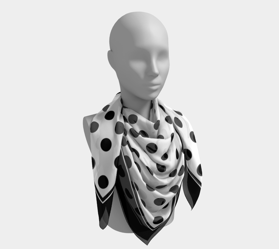 White with black dots. Scarf