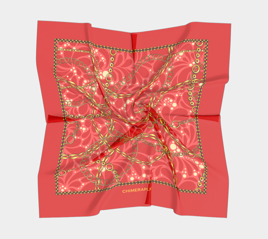 Golden chain with red flowers. Scarf