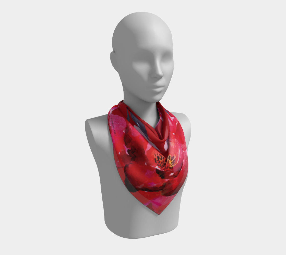 Watercolor flowers. Red Scarf