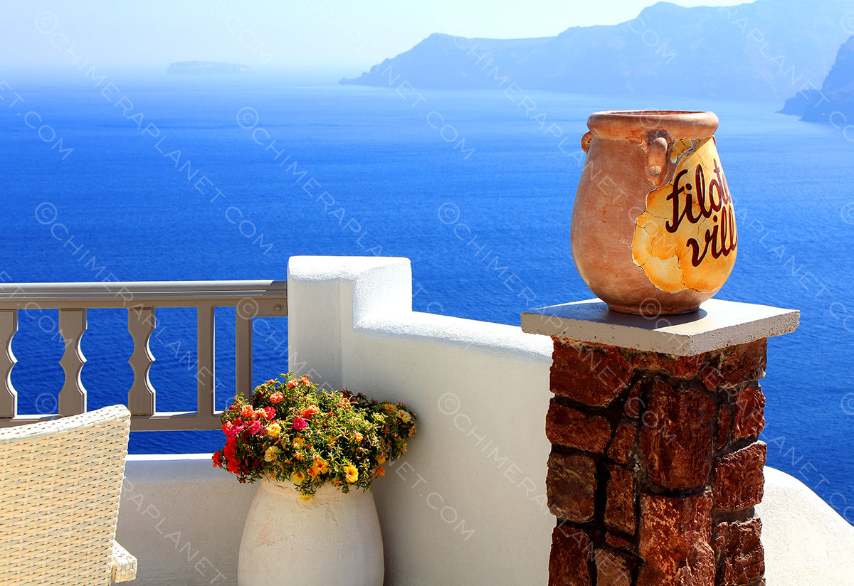 Sea view from the magic greek island Santorini